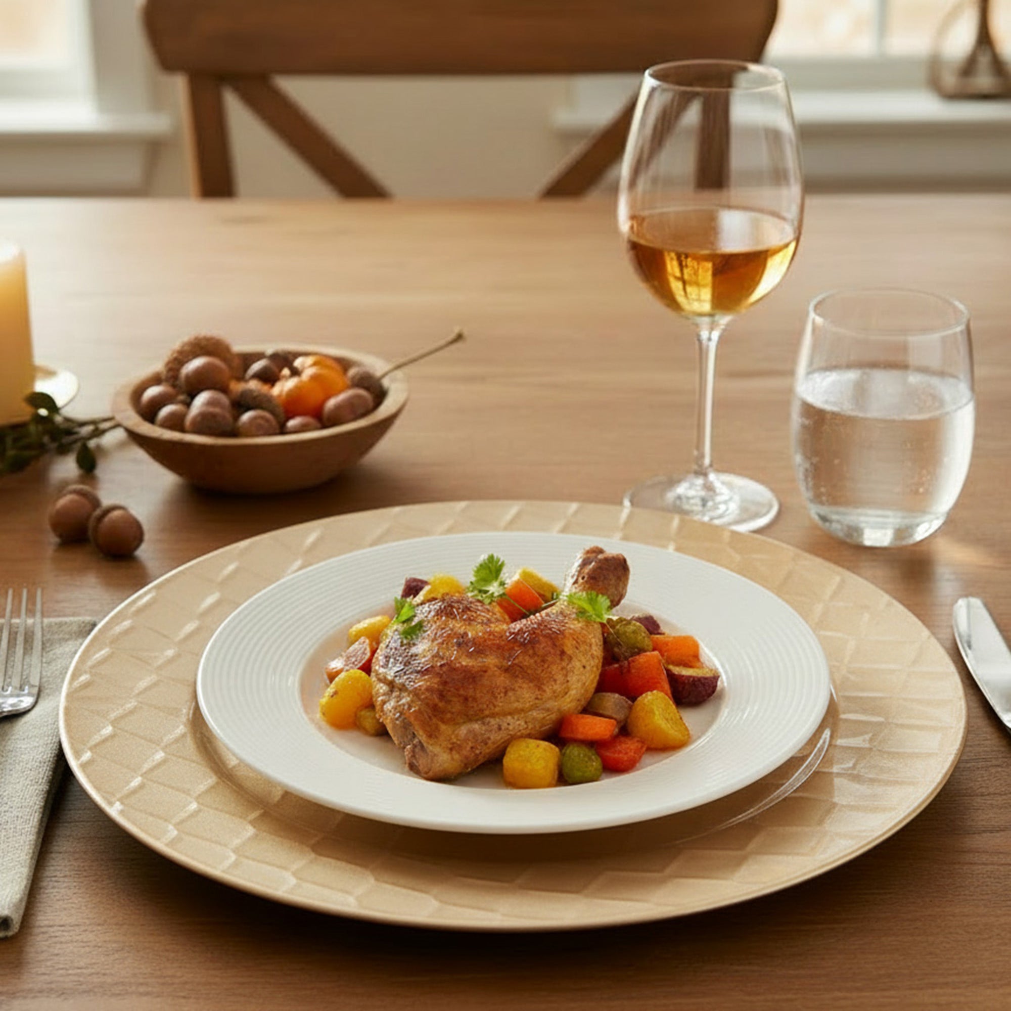 13 Inch Gold Pentagon-Shaped Charger Plate for Glamorous Dining - Set of 6