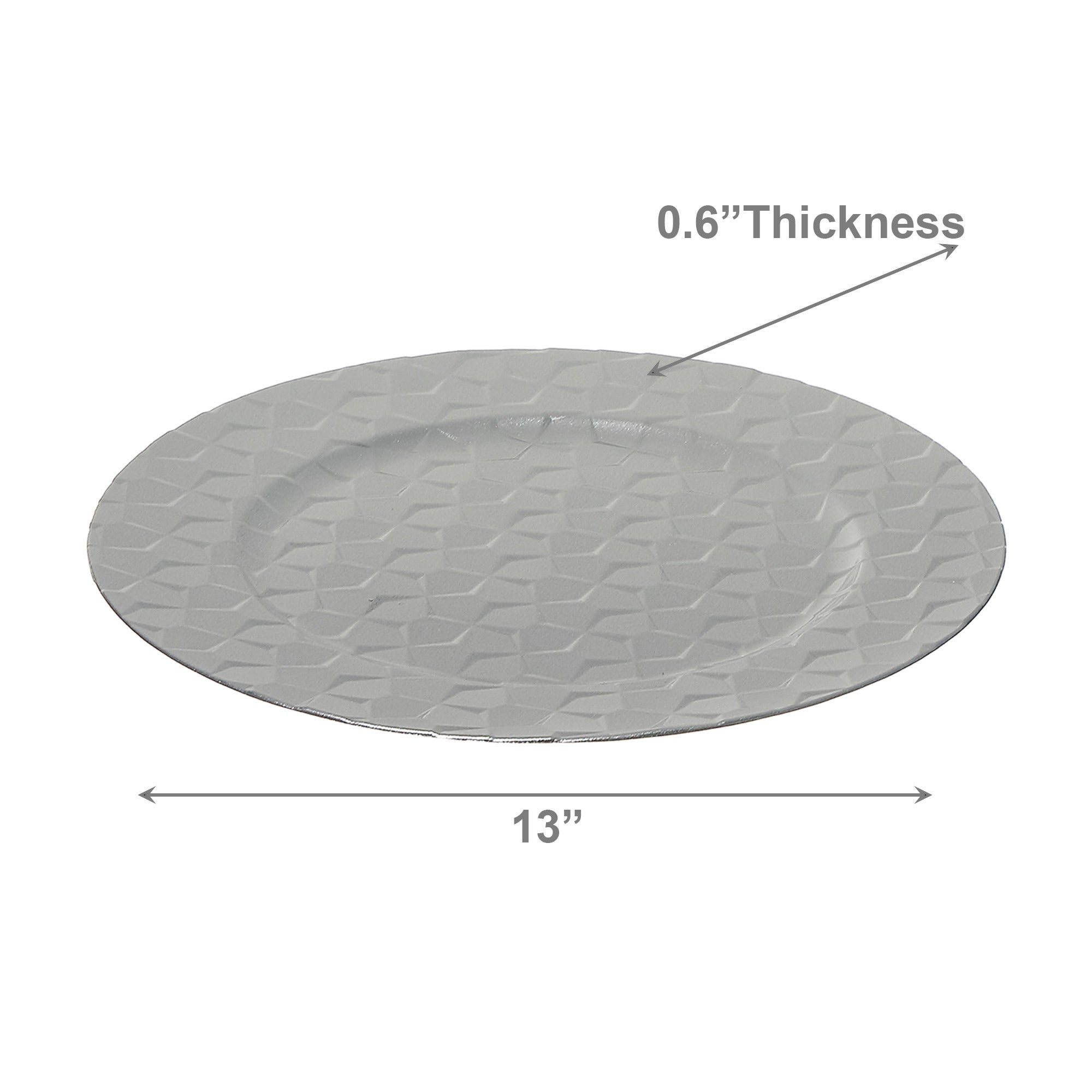 13 Inch Silver Pentagon-Shaped Charger Plate with Sleek Finish - Set of 6