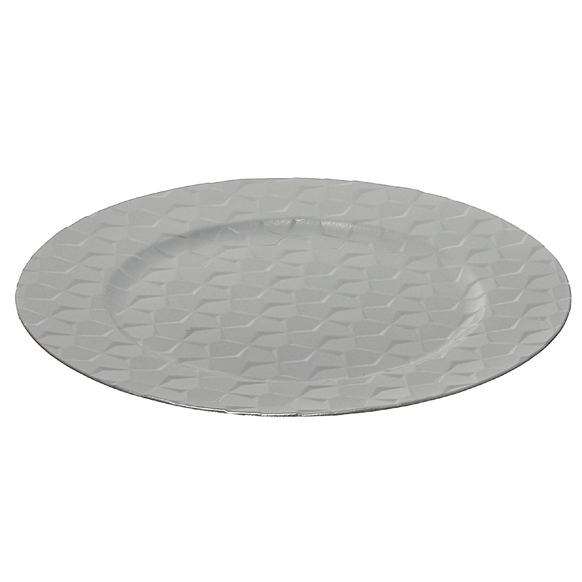 13 Inch Silver Pentagon-Shaped Charger Plate with Sleek Finish - Set of 6