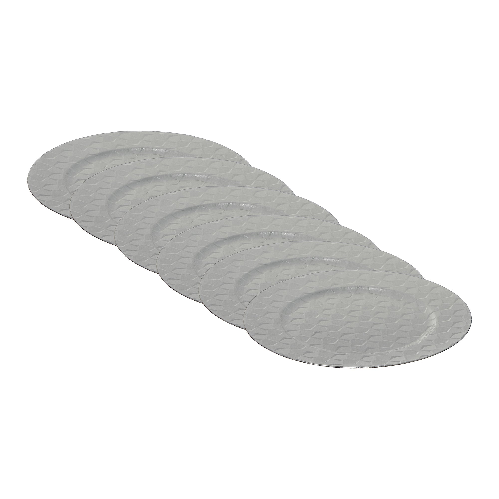 13 Inch Silver Pentagon-Shaped Charger Plate with Sleek Finish - Set of 6