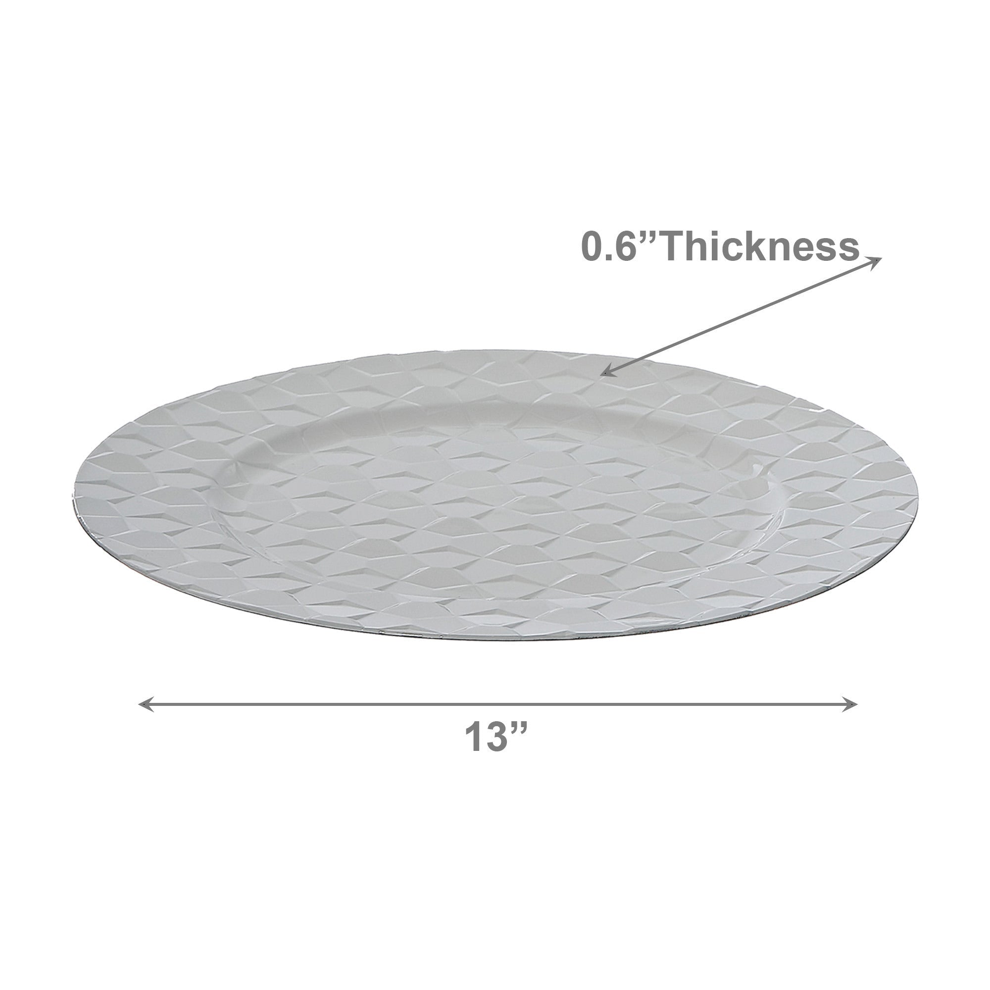 13 Inch White Pentagon-Shaped Charger Plate for Clean Aesthetic - Set of 6