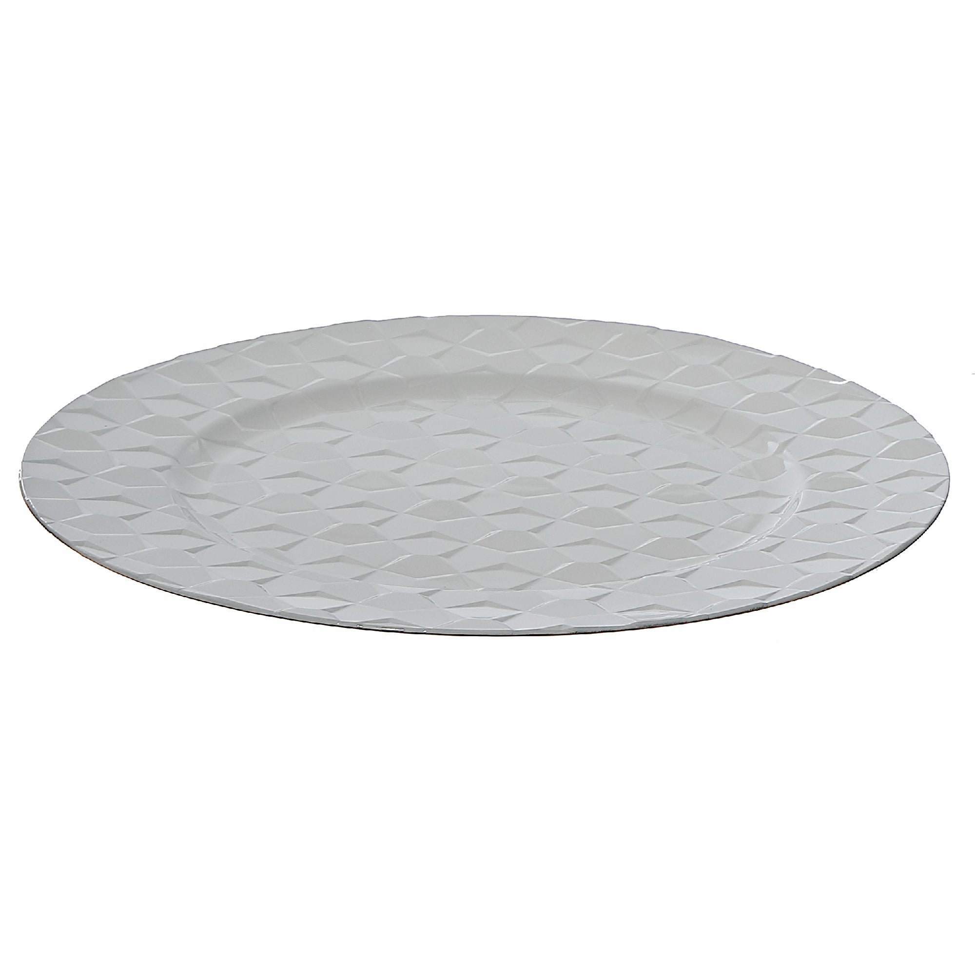 13 Inch White Pentagon-Shaped Charger Plate for Clean Aesthetic - Set of 6