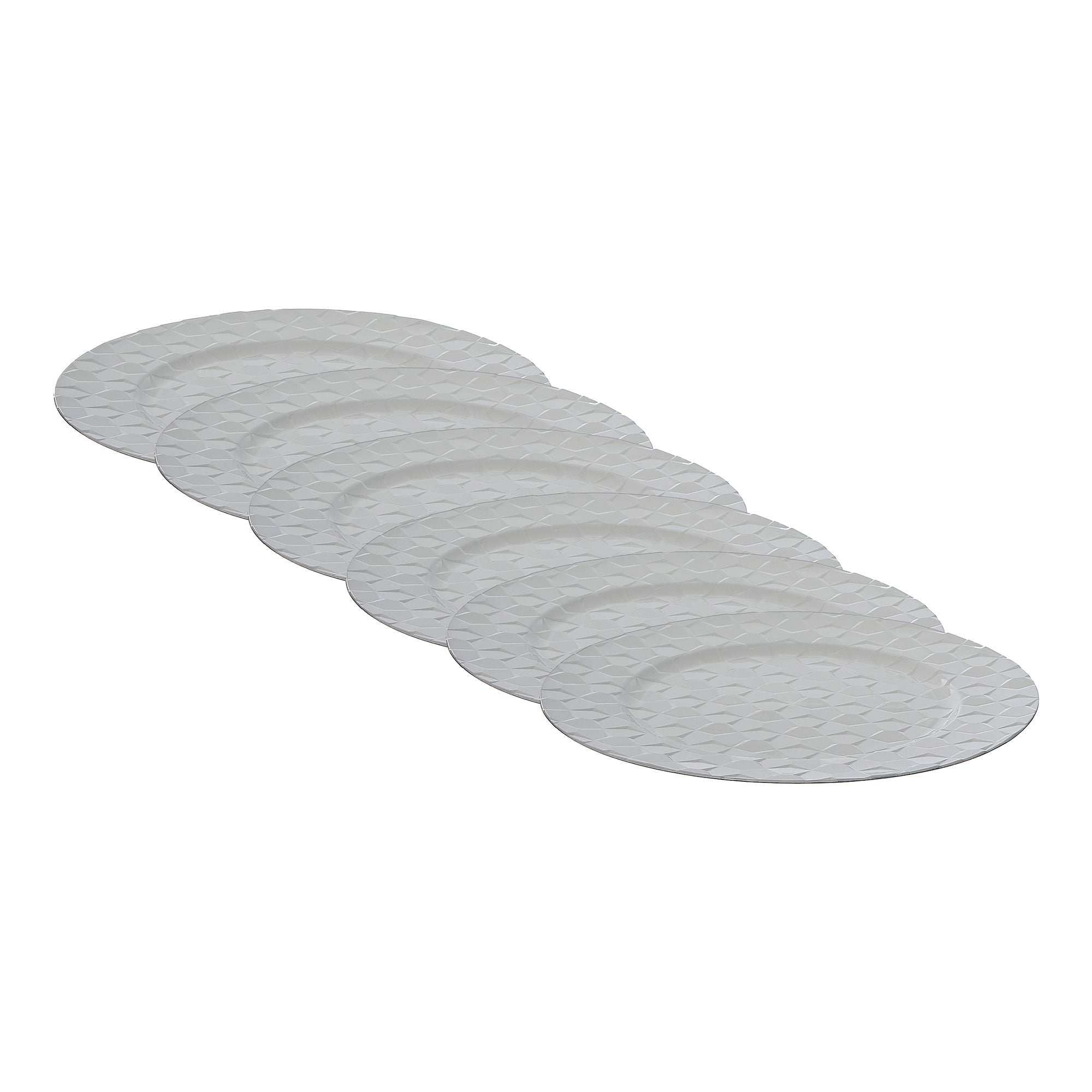 13 Inch White Pentagon-Shaped Charger Plate for Clean Aesthetic - Set of 6