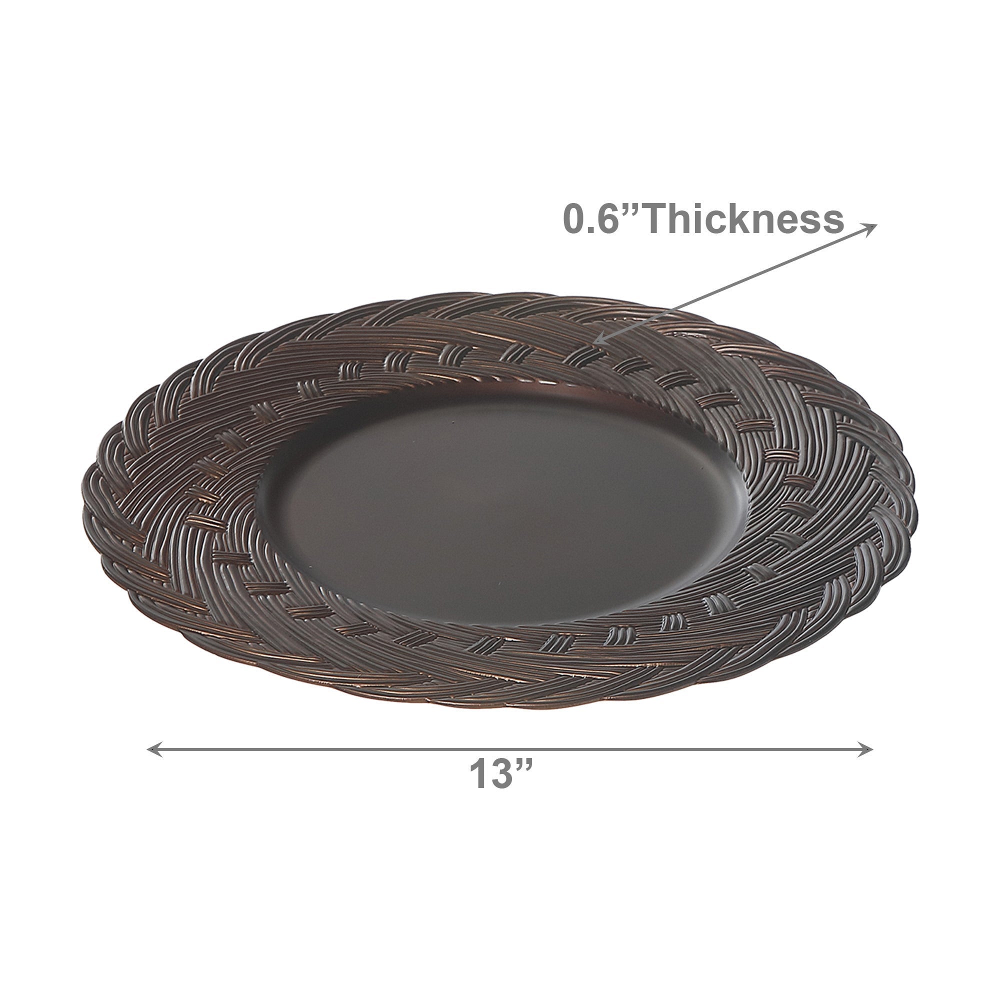 13 Inch Charger Plate with Chocolate Infinity Braid Design - Set of 6