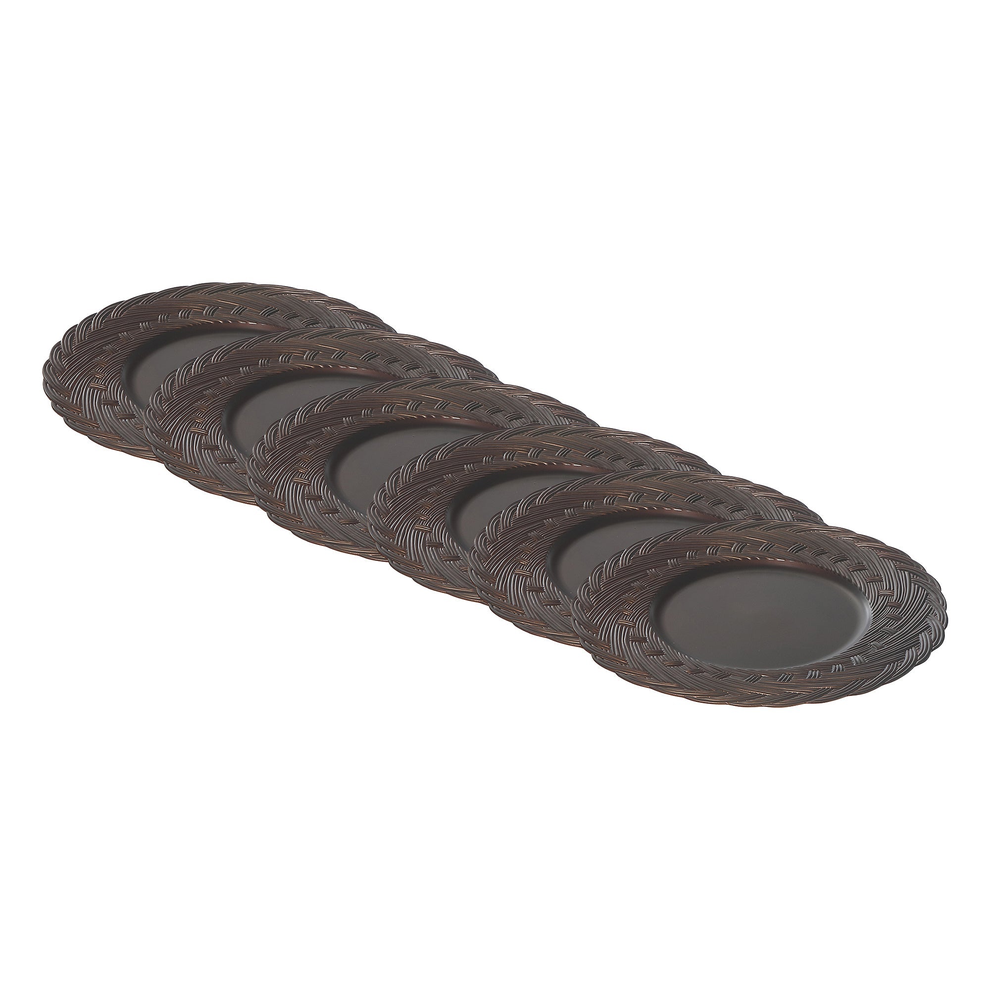 13 Inch Charger Plate with Chocolate Infinity Braid Design - Set of 6