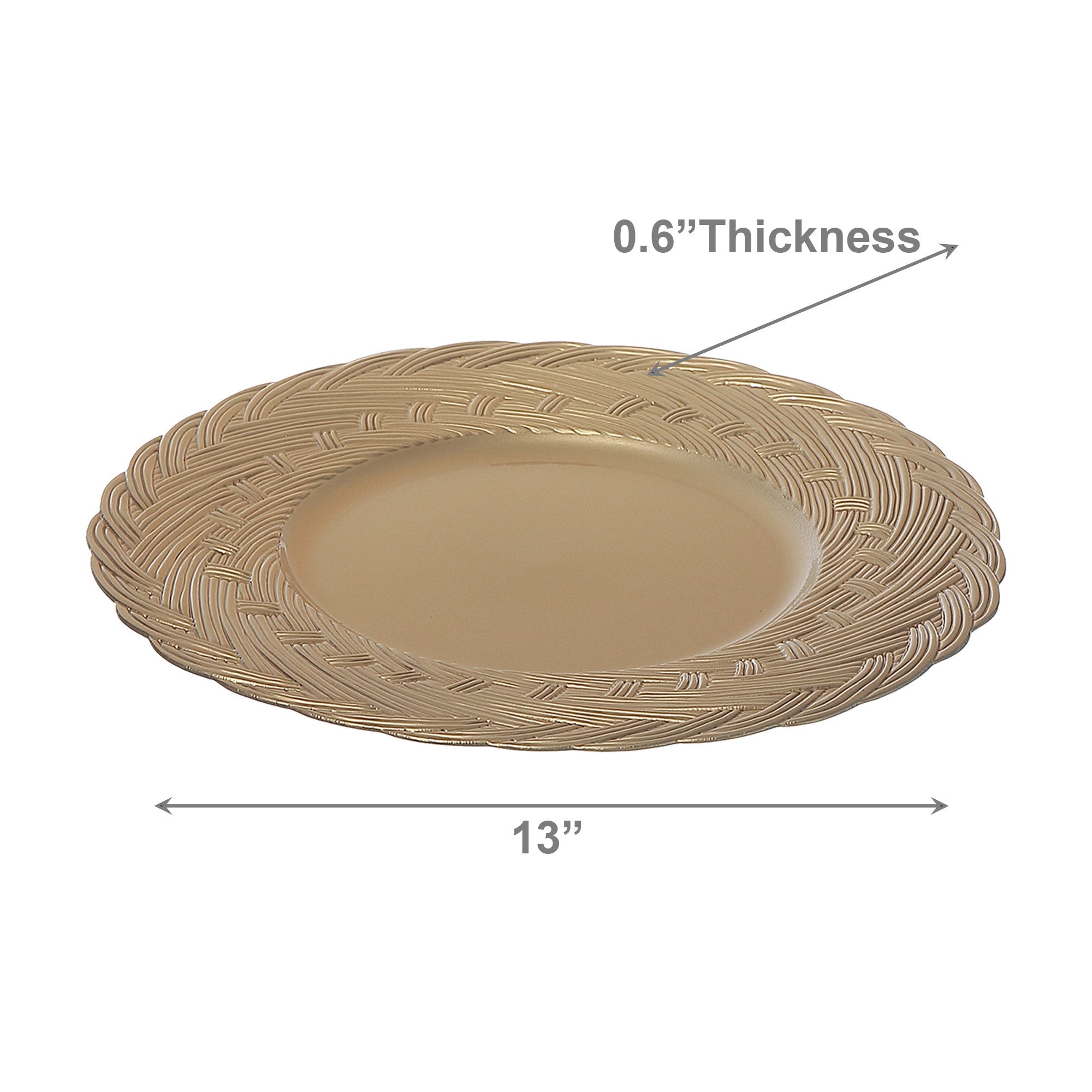 13 Inch Charger Plate Featuring Gold Infinity Braid Pattern - Set of 6