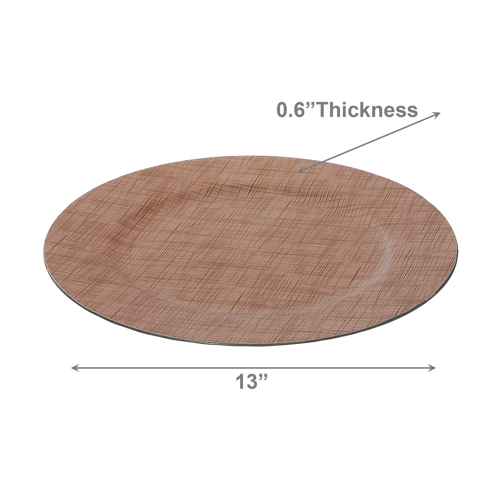 13 Inch Textured Copper Charger Plate with Rich Metallic Finish - Set of 6