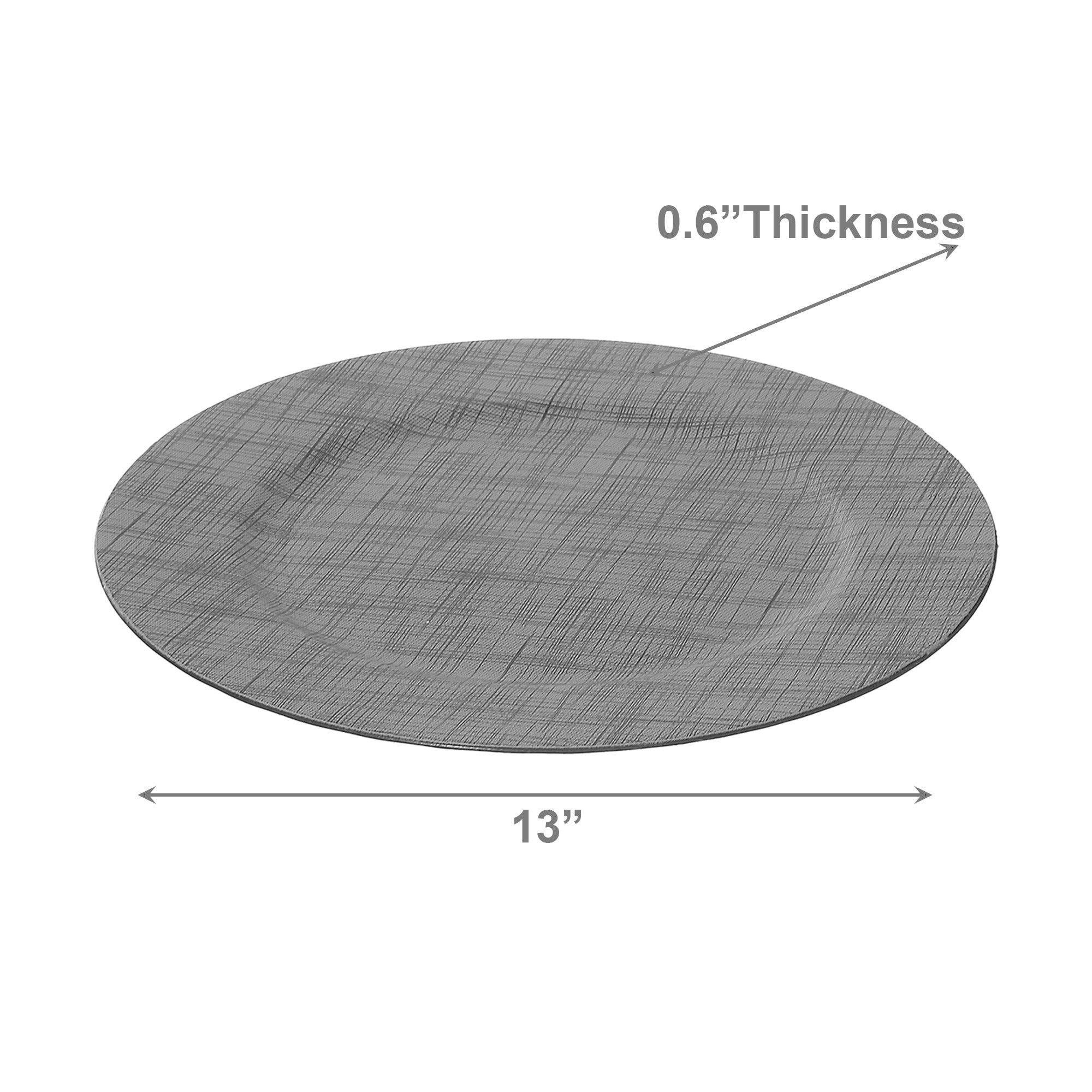 13 Inch Textured Silver Charger Plate for Sophisticated Shine - Set of 6