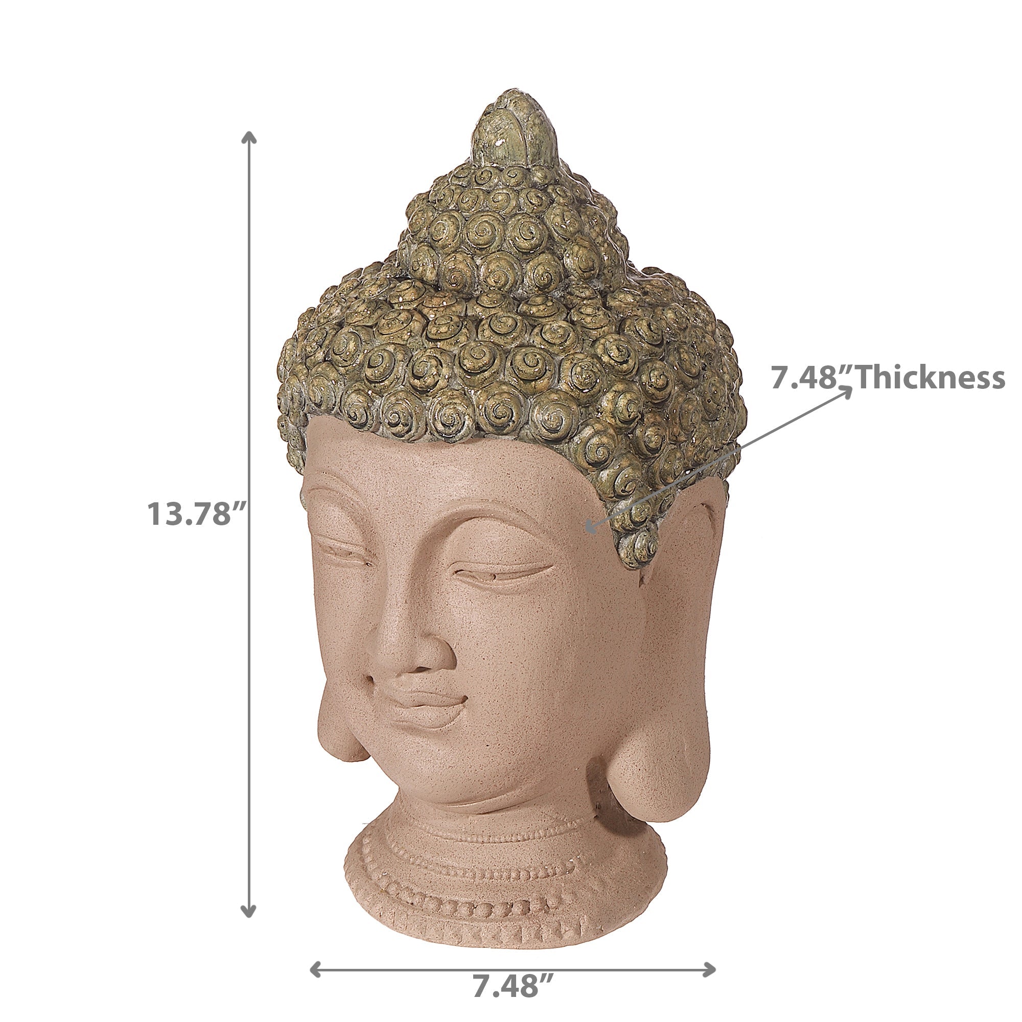 Outdoor Garden Buddha Head Figurine, Buddha Head Garden Statue, Zen Outdoor Decor, Meditation Yard Ornament, Spiritual Accent Piece