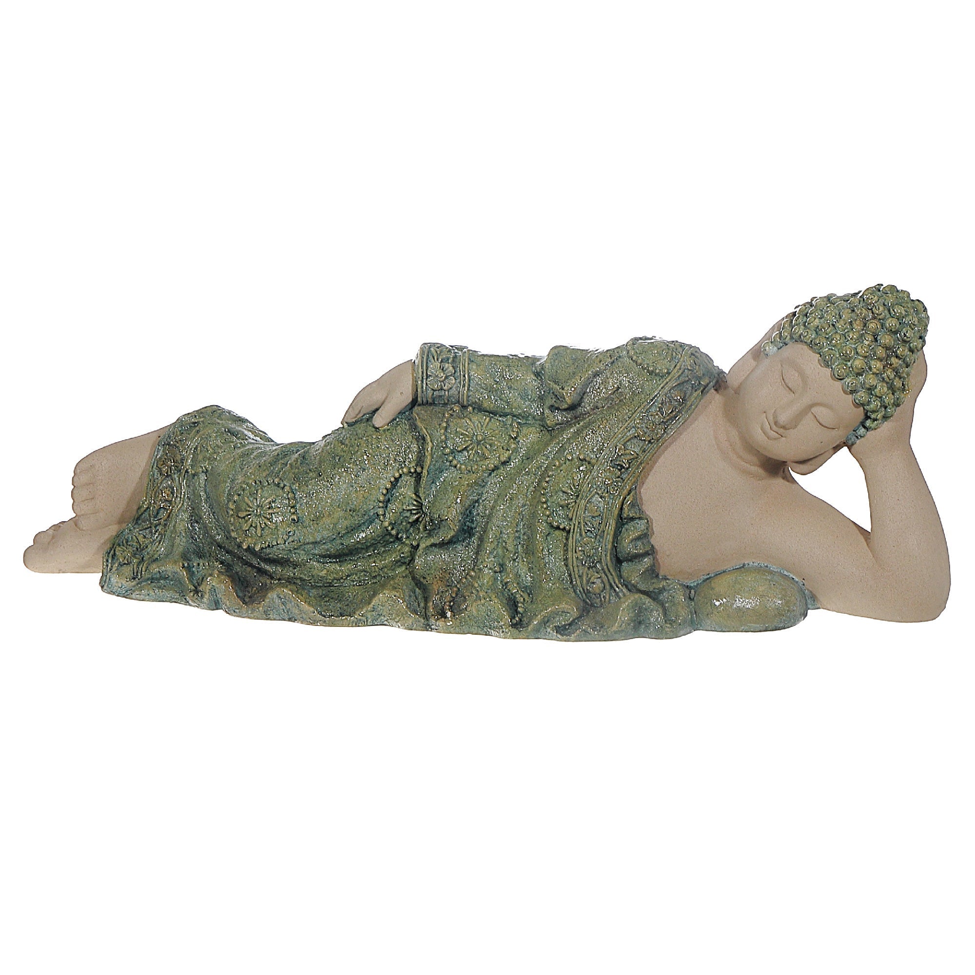 Outdoor Garden Reclining Buddha Figurine, Reclining Buddha Garden Statue, Outdoor Zen Decor, Meditation Yard Ornament, Spiritual Patio Accent