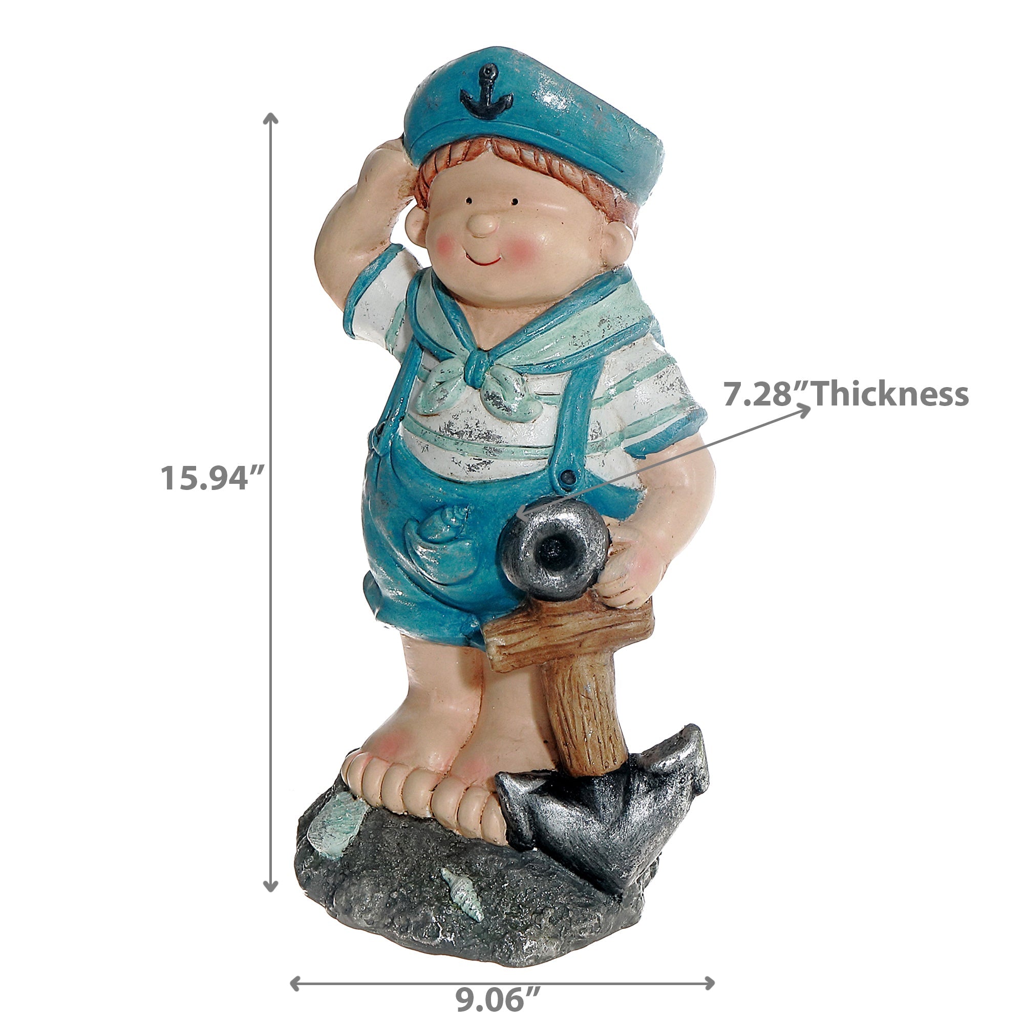 Outdoor Garden Sailor Boy, Sailor Boy Garden Figurine, Nautical Yard Decor, Coastal Outdoor Ornament, Seaside Theme Accent