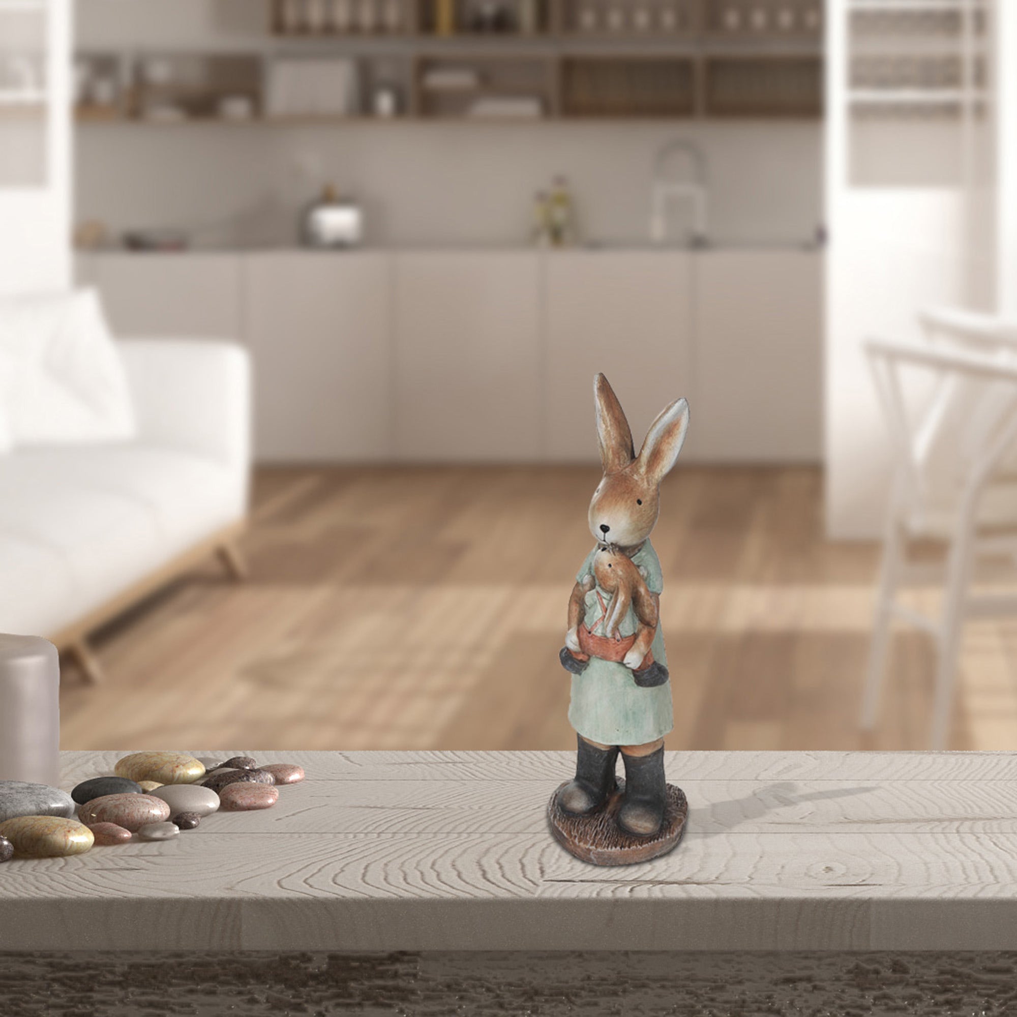 Outdoor Garden Parent Child Rabbit Figurine, Parent And Child Rabbit Statue, Outdoor Garden Decor, Decorative Yard Figurine, Seasonal Accent