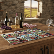 8 Inch Square Ceramic Trivet Winery Design Set of 6 Kitchen Hot Plate
