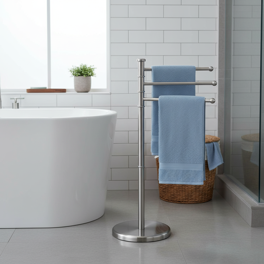 Brett 3-Arm Towel Stand, Bathroom Organizer