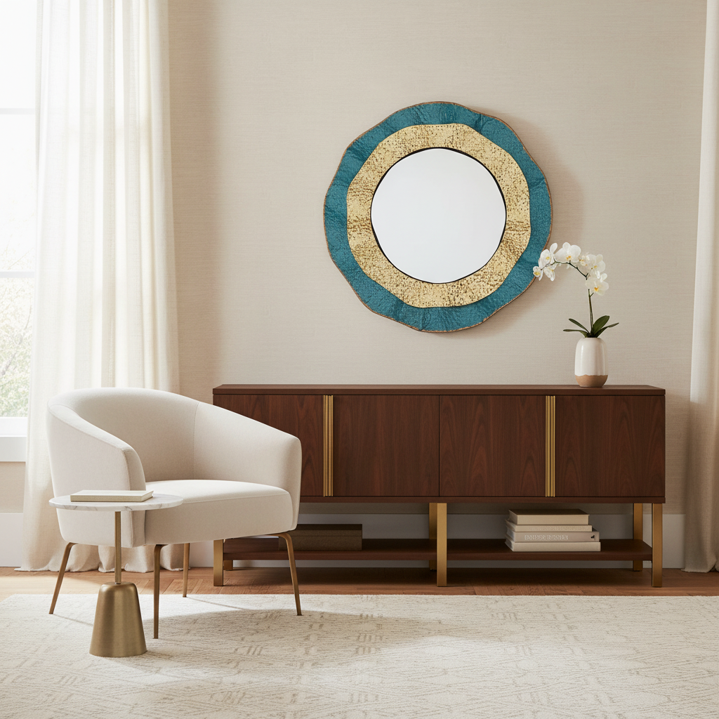 Kai Metal Round Wall Mirror – Stylish Home Decor Accent, Modern Design