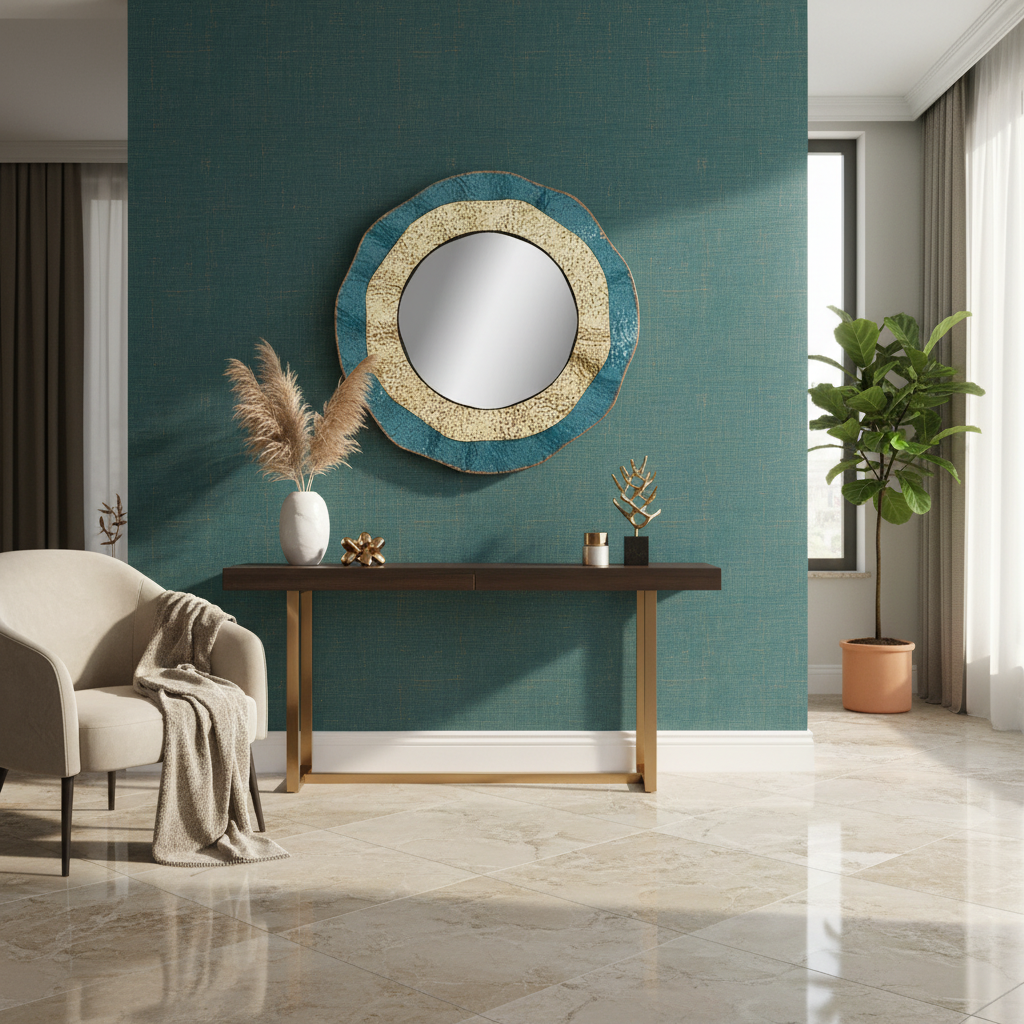 Kai Metal Round Wall Mirror – Stylish Home Decor Accent, Modern Design