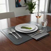 Cool Gray Plastic Dining Placemat – Durable, Easy Clean, Modern Table Decor – Set of 12