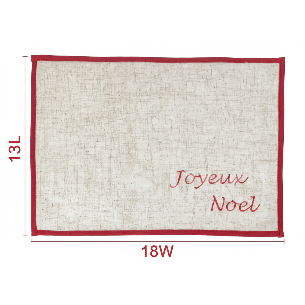 Joyeux Noel Embroidered Placemat 13x18 Inch – Holiday Table Decor, Durable Fabric – Set of 12