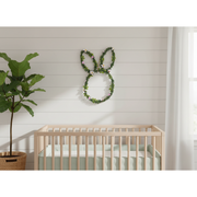 Bunny Head Leaves And Floral Wall Hanging, Spring Wall Decor, Farmhouse Home Accent