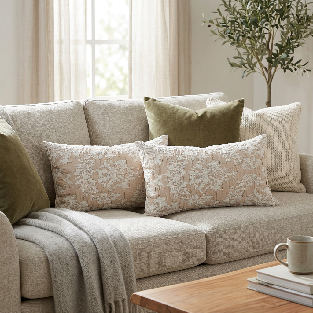 Cotton Linen Viscose Chenille Cushion Set Of 2, 16 X 26 Inch Decorative Throw Pillow