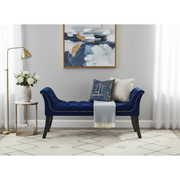 Imperial Tufted Bench with Armrest – Navy Blue, Elegant Bedroom or Hallway Seating