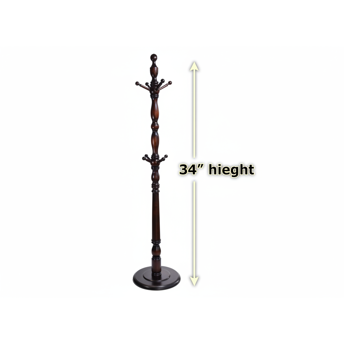 Wooden Coat Rack – Mahogany Finish, Free-Standing Hall Tree
