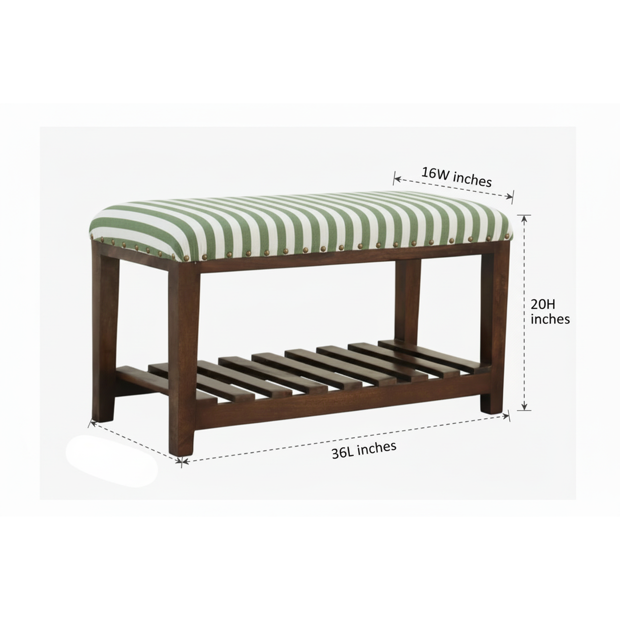Winston Wooden Bench with Shelf – Rustic Entryway & Storage Seating