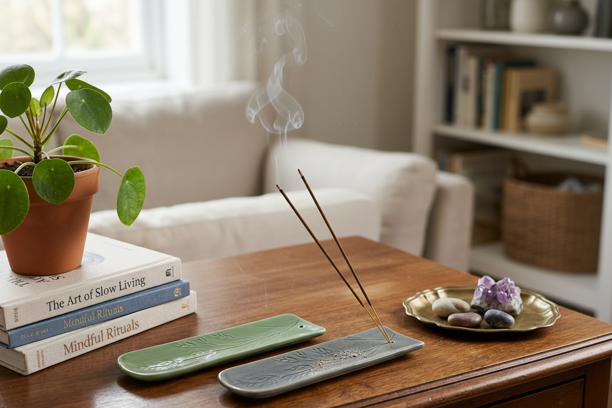 Ceramic Incense Holder Leaf Assorted 12 per Display, Decorative Stick Burner, Set of 2
