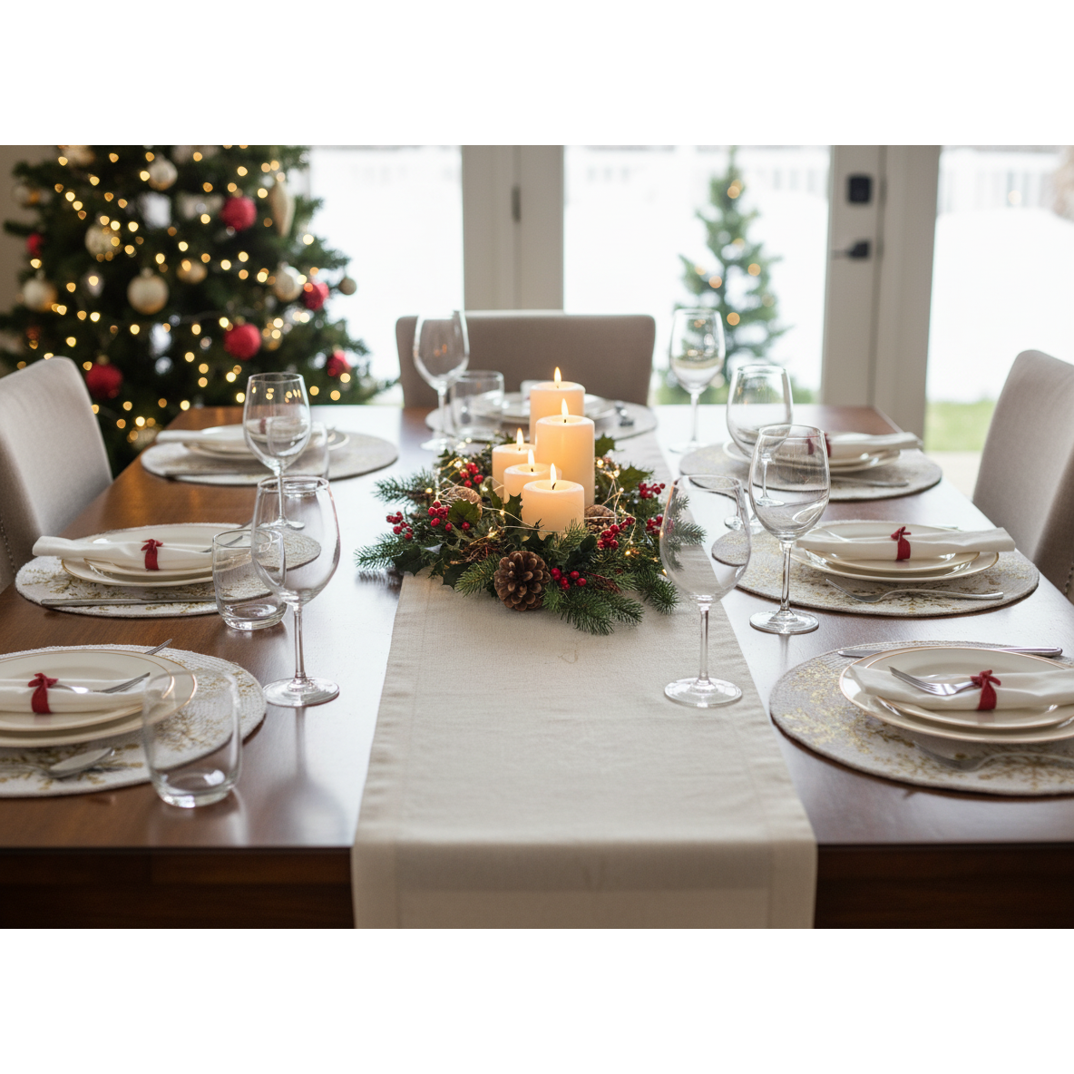 Foil Printed Snowflake Cotton Rope Placemat Gold - Set of 12 Holiday Table Mats