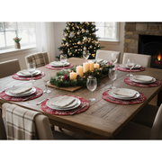 Printed Cotton Rope Placemat Snowflake Holiday Dining Table Mats - Set of 12