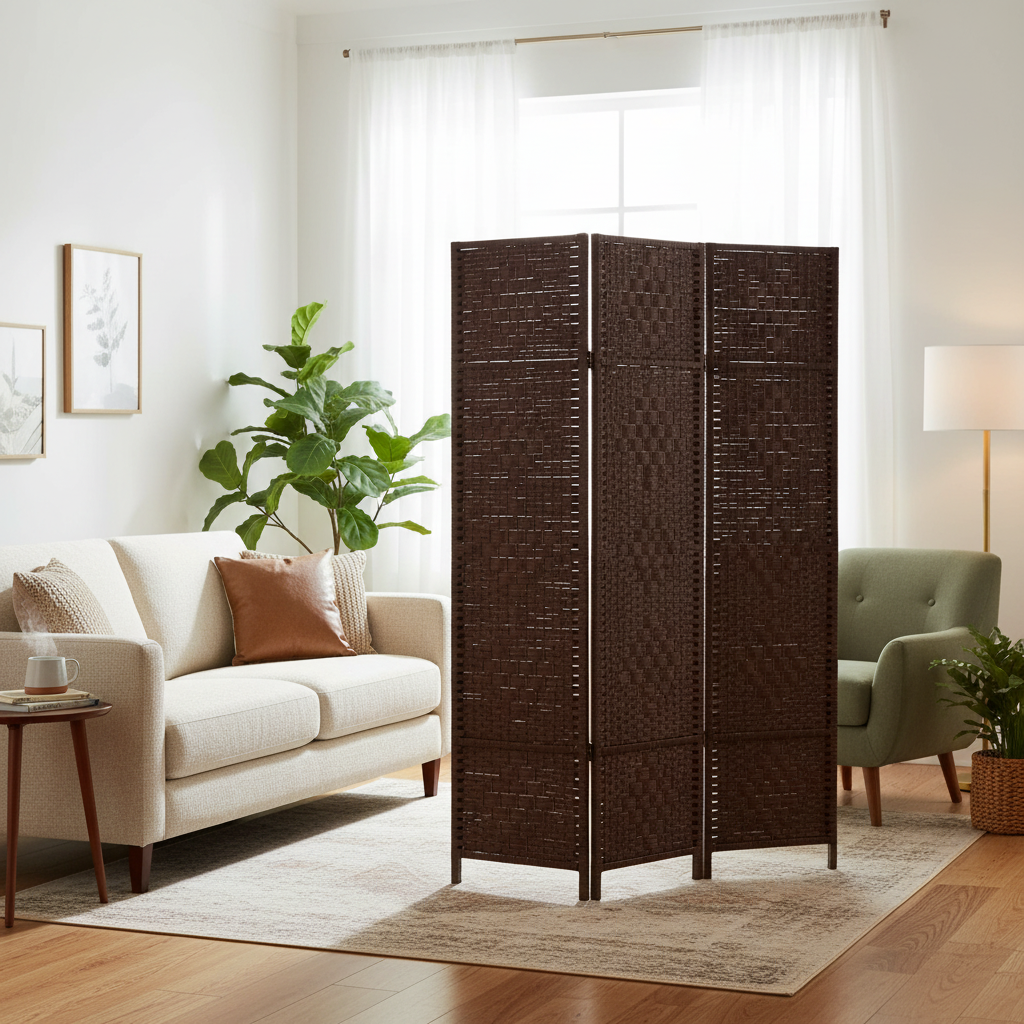 Ferguson Contemporary Bamboo Room Divider, Folding Privacy Screen