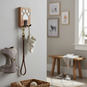 Etched Wooden Paw With Double Prong Hook Black, Pet Wall Hook, Home Organization Accent