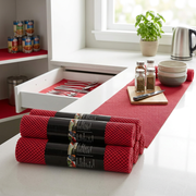 Red Anti-Slip PVC Mat 12x59 Inch – Durable Non-Skid Kitchen Liner – Set of 6