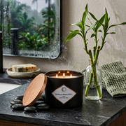 14oz 3-Wick Matte Black Scented Candle – Bamboo Rainforest, Relaxing Aroma