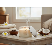 3 Wick High Gloss Taper Candle Coconut Vanilla 18 Oz, Decorative Candle, Home Accent