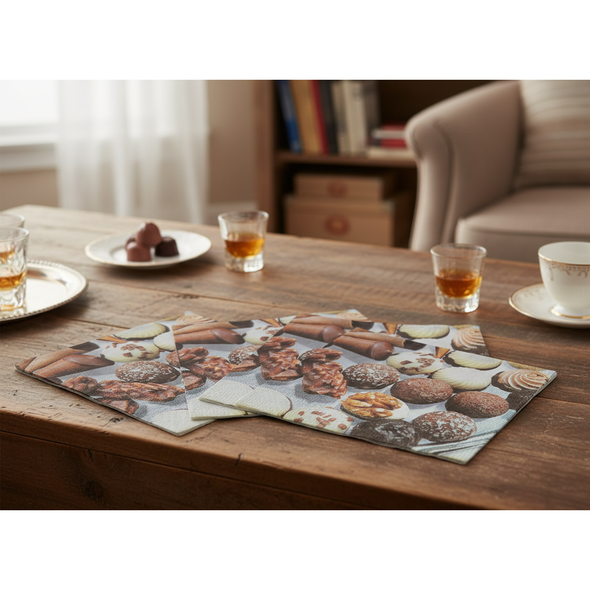 20-Pack 3-Ply Cocktail Napkin – Chocolate Truffles, Set of 6, Dessert Party Napkins