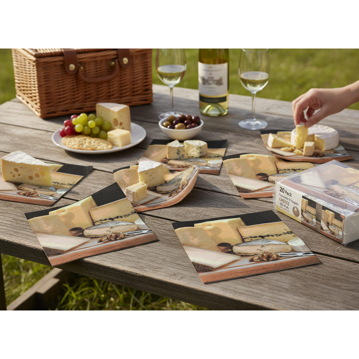 20 Pack Luncheon 3 Ply Napkin Cheese Set Of 6, Dining Table Napkin Decoration