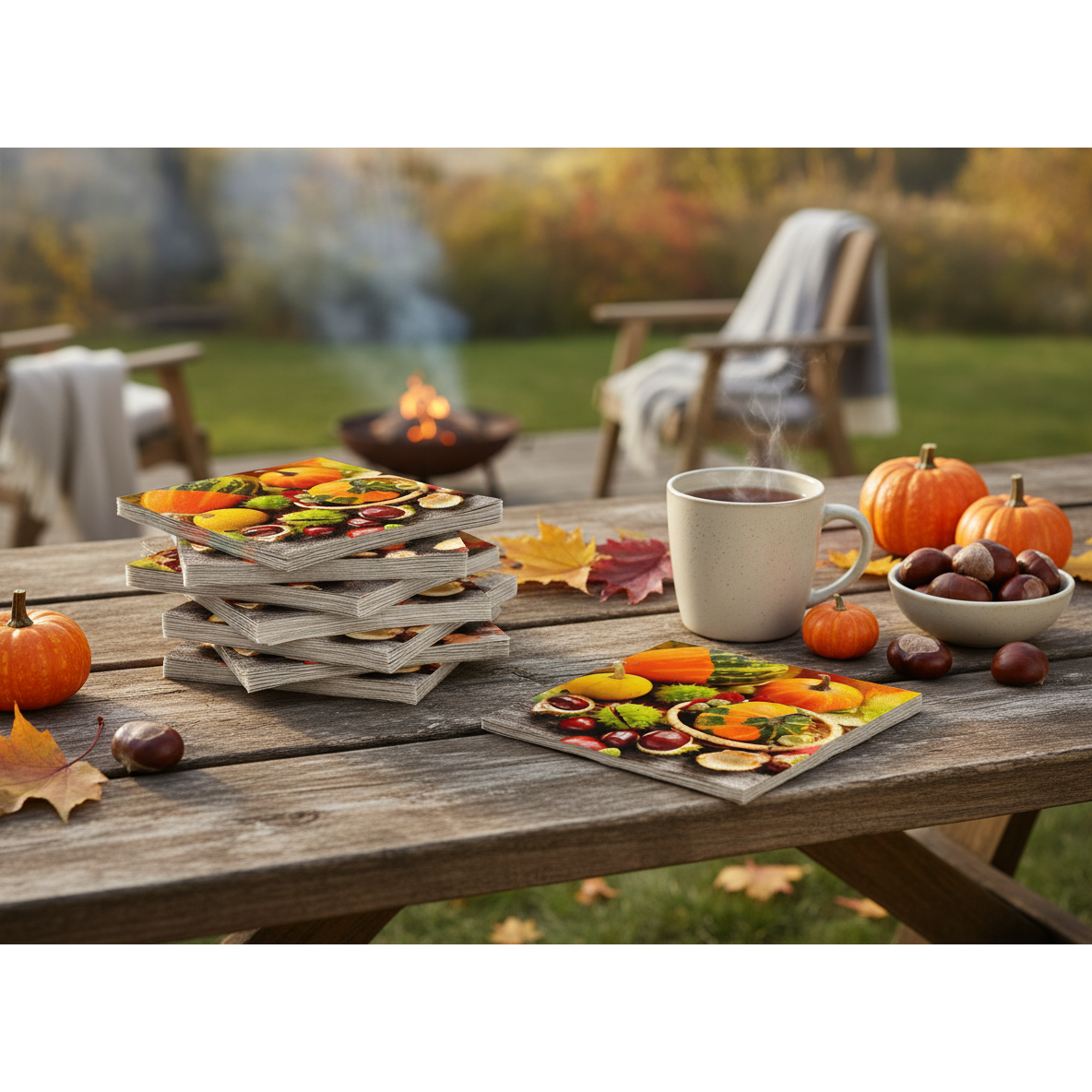 20 Pack Luncheon 3-Ply Napkin Pumpkins and Chestnuts Set of 6 – Fall/Thanksgiving Table Decor, Seasonal Dining Accent, Autumn Napkins