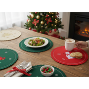 Felt Placemat Set of 4 13.8" Large Assorted – Christmas Table Decor, Holiday Dining Accent, Festive Winter Decoration