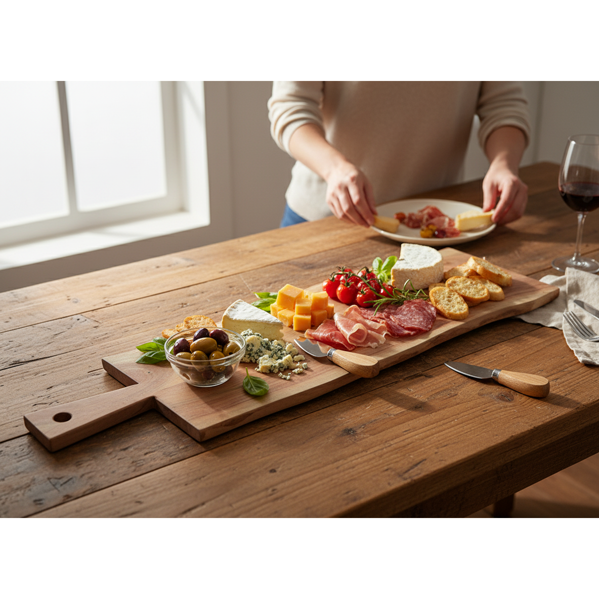 Custom Acacia Wooden Rectangle Live Edge Serving Board Small