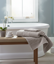 Basketweave Cotton Bath Towel Light Gray 27x50 Inch – Plush, Soft & Absorbent – Set of 2
