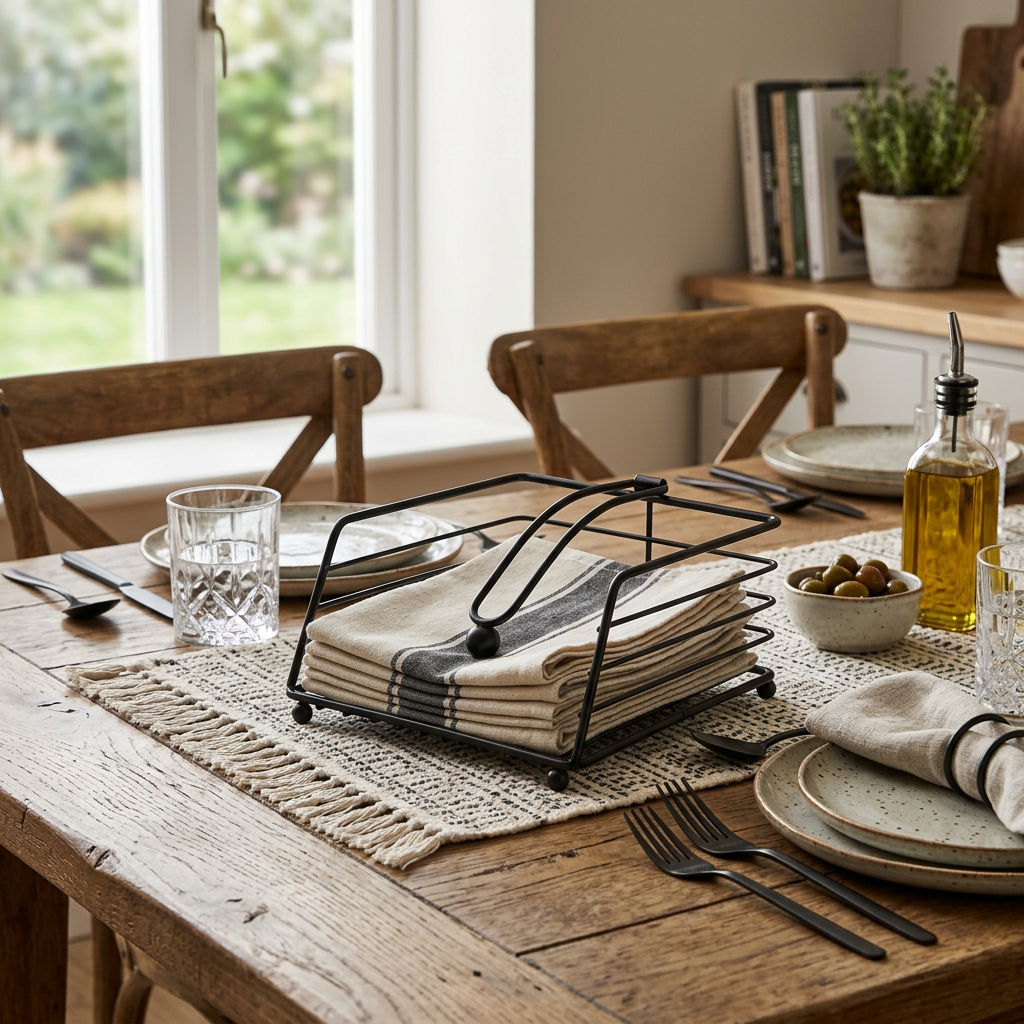 Black Metal Weighted Napkin Holder, Kitchen & Dining Accessory