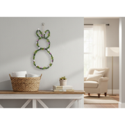 Bunny Leaves And Floral Wall Hanging, Spring Easter Decor, Farmhouse Wall Accent
