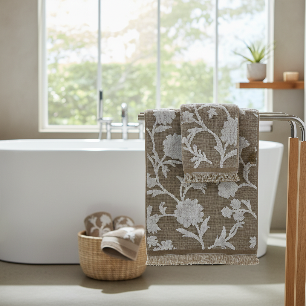 Cameron Bath Towel 27" X 50" Taupe, Taupe Cotton Bath Towel, Plush And Soft, Bathroom Towel