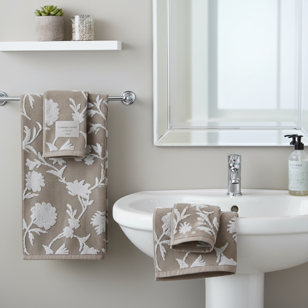 Cameron Hand Towel 16" X 27" Taupe - Set Of 2, Taupe Cotton Hand Towel, Soft And Absorbent, Bathroom Linen, Set Of 2