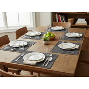 Chambray Ribbed Placemat Black Set of 12 Dining Table Placemat