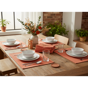 Chambray Ribbed Placemat Orange Set of 12 Dining Table Placemat