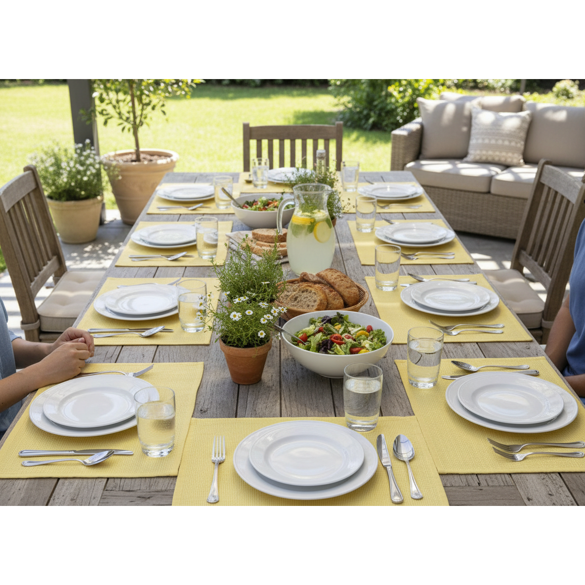 Chambray Ribbed Placemat Yellow Set of 12 Dining Table Placemat