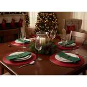 Christmas Beaded Round Placemat Red Set Of 4, Holiday Table Decor, Festive Dining Accent