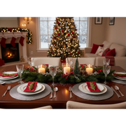 Christmas Beaded Round Placemat Silver Set Of 4, Holiday Table Decor, Festive Dining Accent